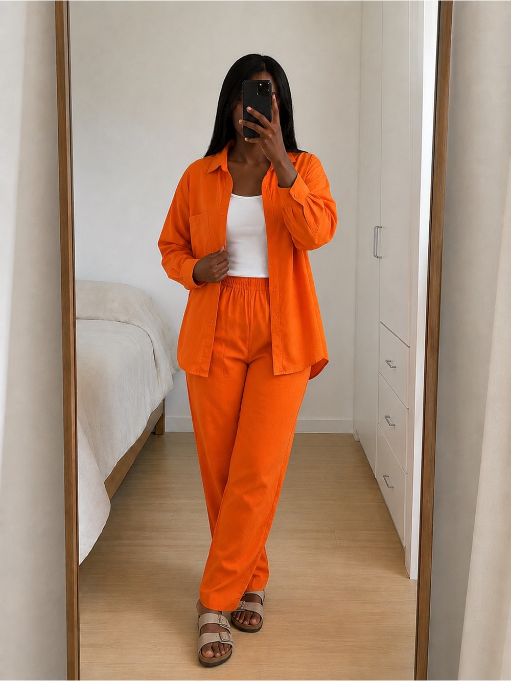 Türlü Orange 2-Piece Shirt & Pants Set Size 42 US L